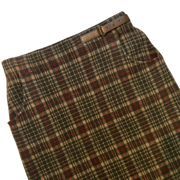 Double RL RRL Fringe Plaid Wool Skirt, Sz 4 - Picture 8 of 16